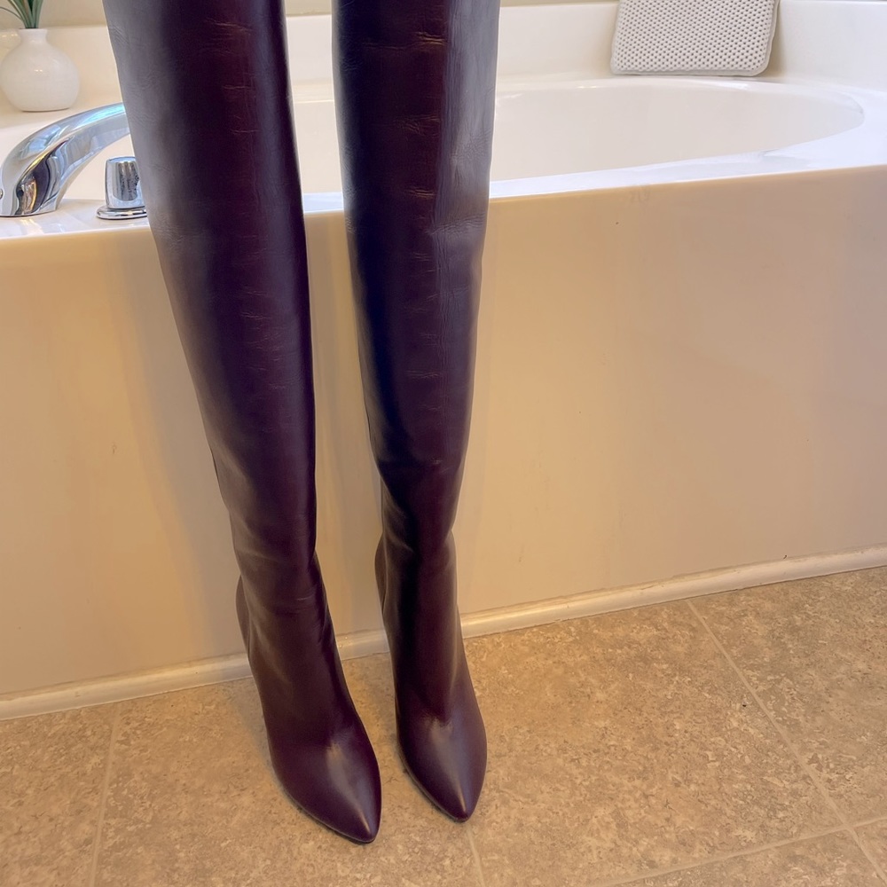 New Authentic Saint Laurent kiki 110 vertigo stellar dark violet boots size